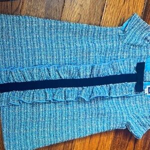 Janie and Jack Blue Tweed Ruffle Blouse
